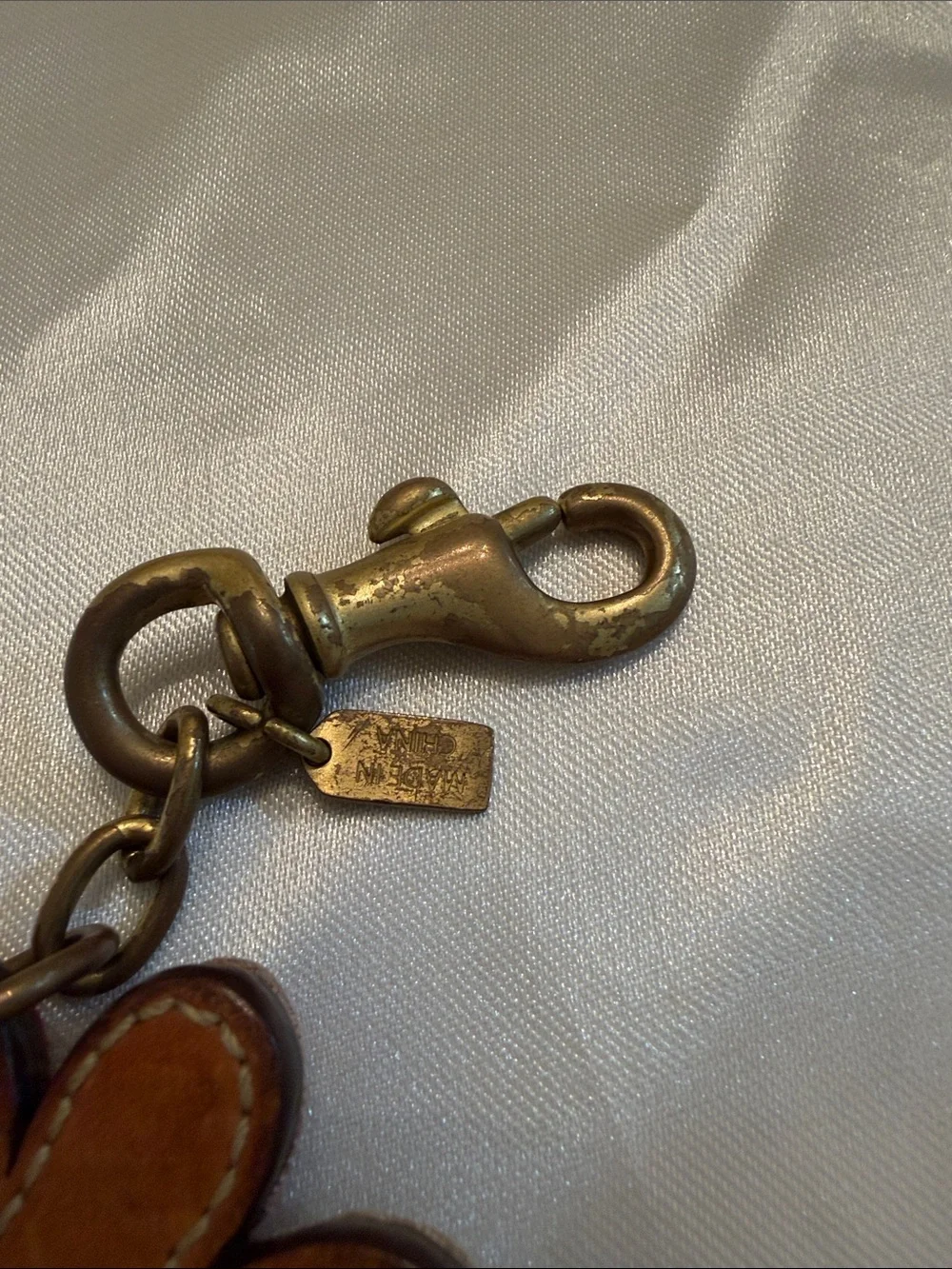 Coach Vintage Pink Signature Leather Cloth F lower Daisy Charm Fob Rare